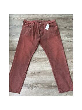 Levi's 501 Customized & Tapered Jeans‎ Mens 42x32 Red Rust Button Fly NWT